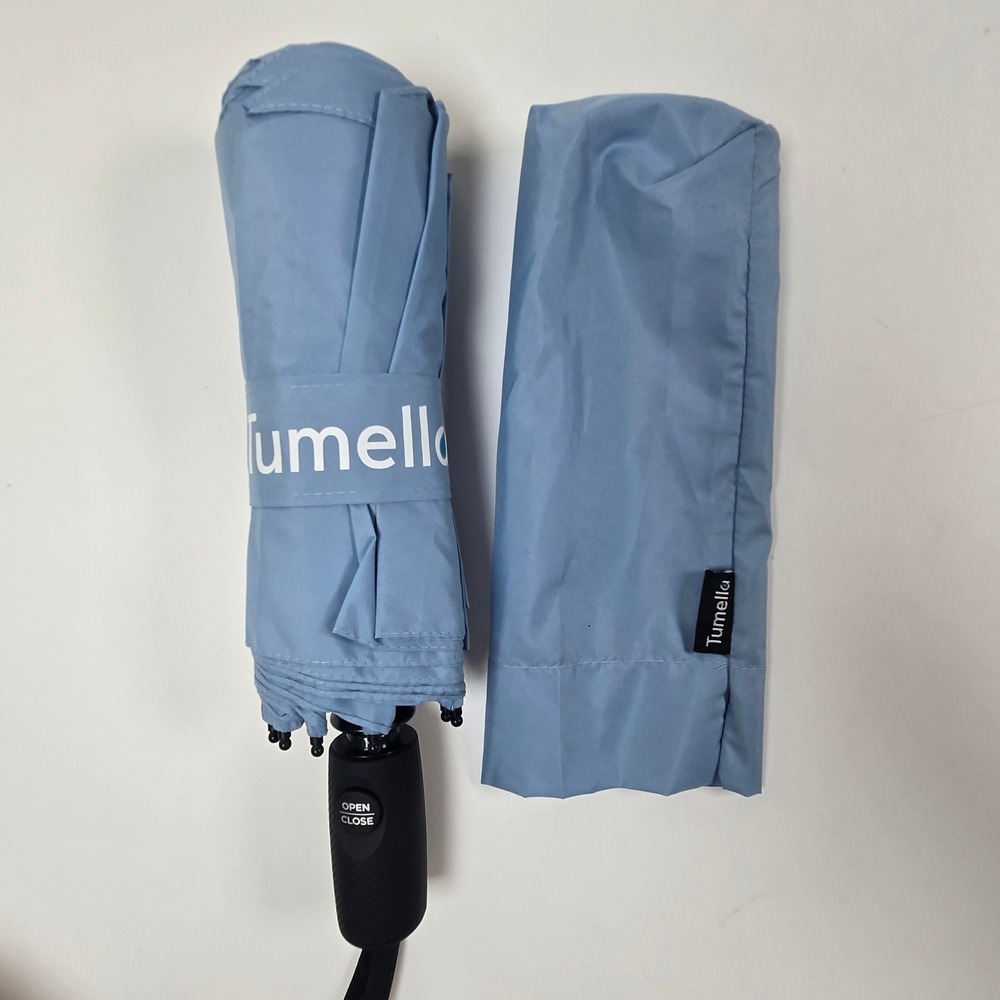 Tumella Umbrella Blue Automatic Open Close Travel Compact Windproof Rain NEW